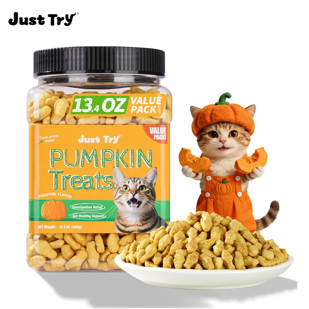 13.4oz Pumpkin Salmon Cat Treats - Constipation Relief, Hairball Control, Digestion Aid, Low-Calorie Sensitive Digestion Support Snacks for Kittens (No Excessive Fillers), Salmon-Based