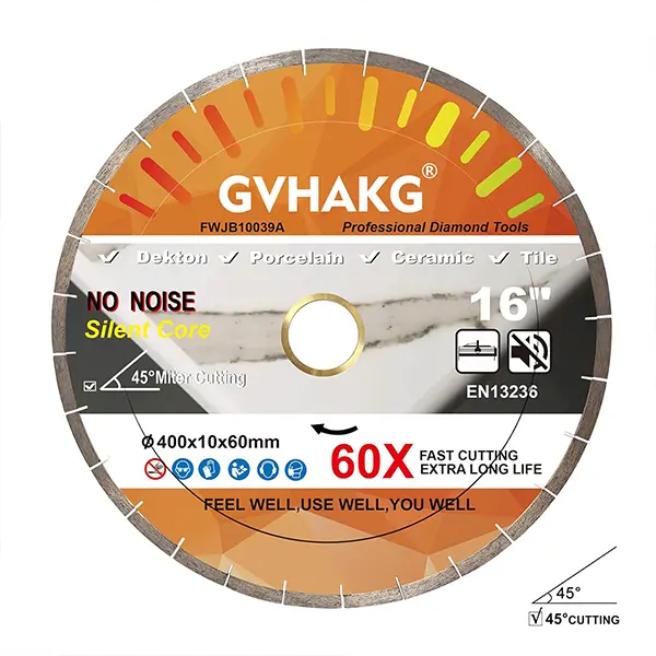 16inch Dekton Diamond Saw Blade 45° Miter Cutting 400x10x60/50mm | Porcelain Bridge Saw Blade with 10mm Segment Wet Cutting Dekton Tile Porcelain Ceramic