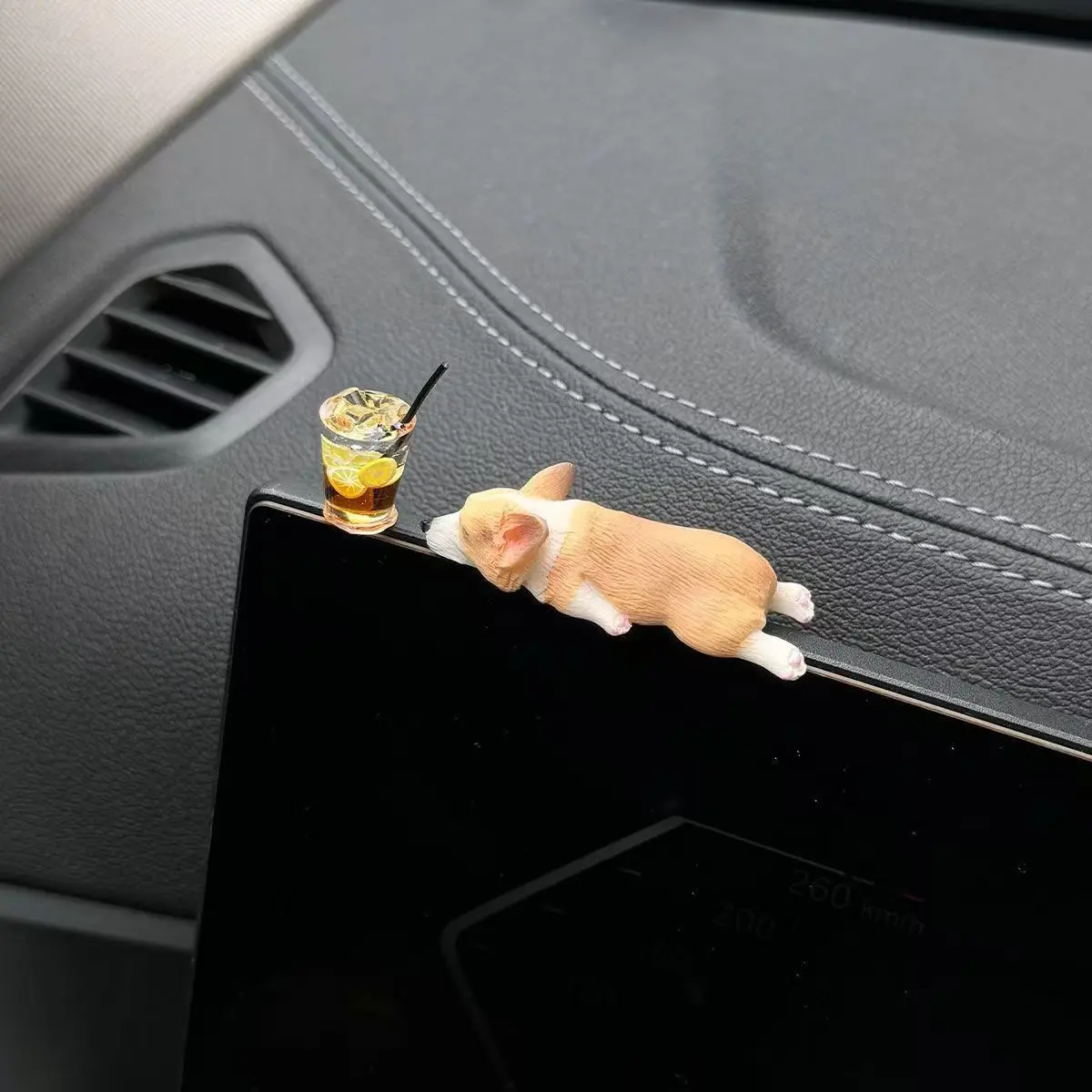 Mini Sleeping Corgi Car Ornament, Creative Interior Dashboard Decoration, Realistic Cute Resin Dog Figurine, Car Accessories, Car Interior Accessory, Car Interior Decorative, Car Decorations