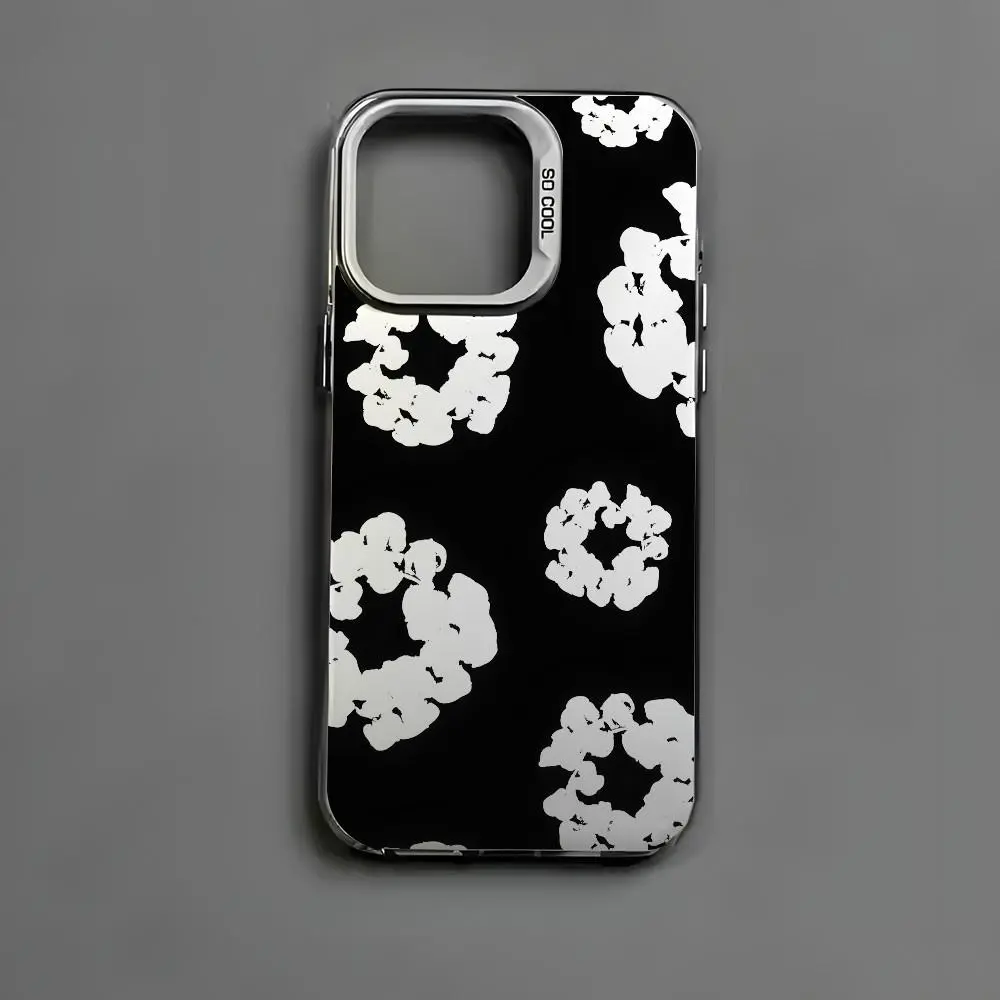 Black Flower Luxury D-Denims T-Tears Phone Case For iPhone17 16 15 14 13 12 11  Pro Max X XR 8 Plus & Sumsung Galaxy S26 Ultra / S25 Ultra / S24 Ultra Anti Fall Matte Back Cover