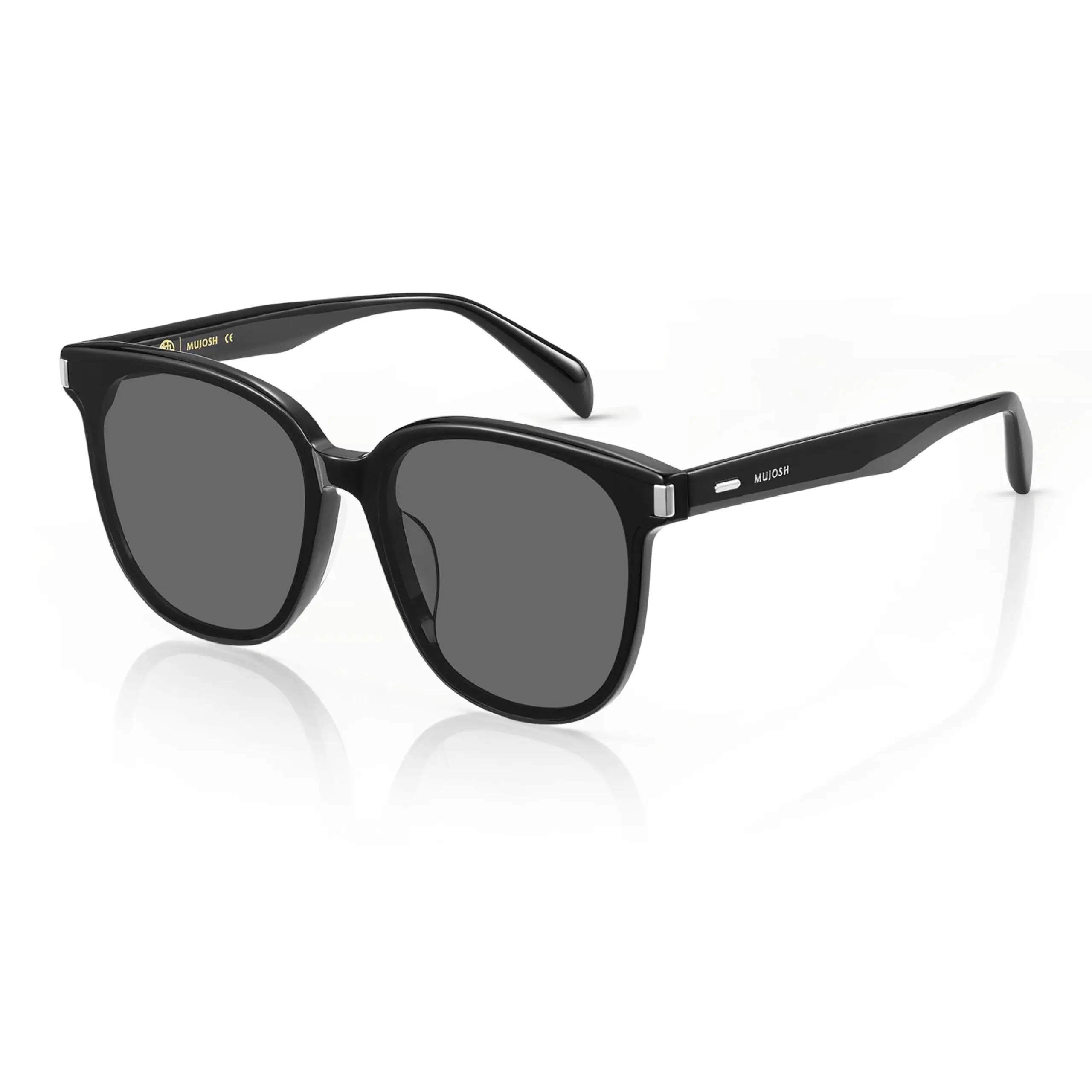 MUJOSH Trendy Square Sunglasses for Women, Oversized HD Polarized UV400 Protection Shades for Driving, Travel & Fashion Accessories, Obsidian Black, Exclusive Eyewear Brand of EssilorLuxottica
