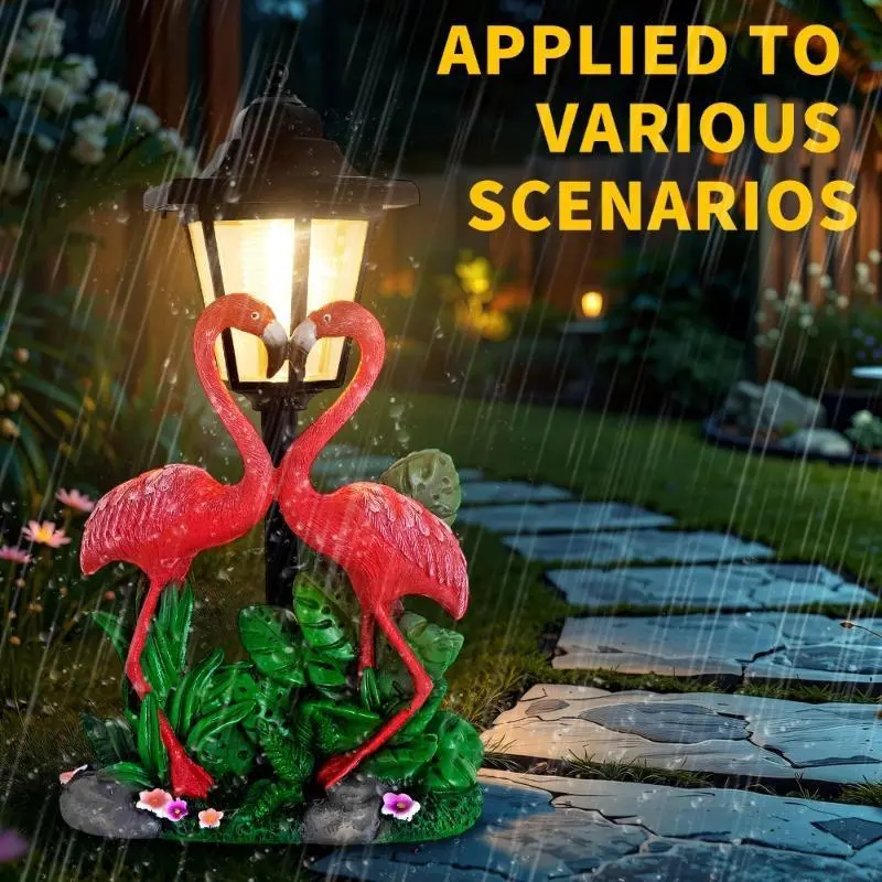 2 Solar-Powered Flamingo Outdoor Garden Decorative Statues with Solar Lights Outdoor, Landscape Lighting Backyard for Courtyards, Patios, Lawns, Ideal Gift for Mothers, Christmas\Wedding\housewarming Gifts