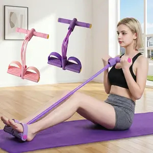 6-Tube Stretch Resistance Band Set with Foot Supports Portable Exercise Bands for Home Workout and Travel Use
