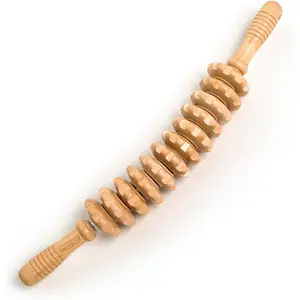Wood Therapy Massage Tools for Body Sculpting, Lymphatic Drainage Massager, Curved Wooden Fascia Blaster, Cellulite Remover for Legs, Muscle Pain Relief Roller (Wood)