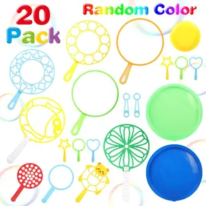 20-Piece Bubble Wand Set with Tray, Outdoor Interactive Bubble Toy for Kids, Summer Pool Party Fun, No Bubble Solution Included