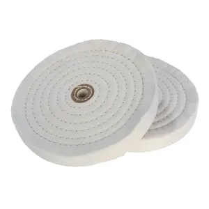 2 Pcs Extra Thick 8 Inch Cotton Buffing Wheel, 70 Ply Cloth 5/8 Inch Arbor Hole Abrasive Polishing Wheel for Bench Grinder(White)