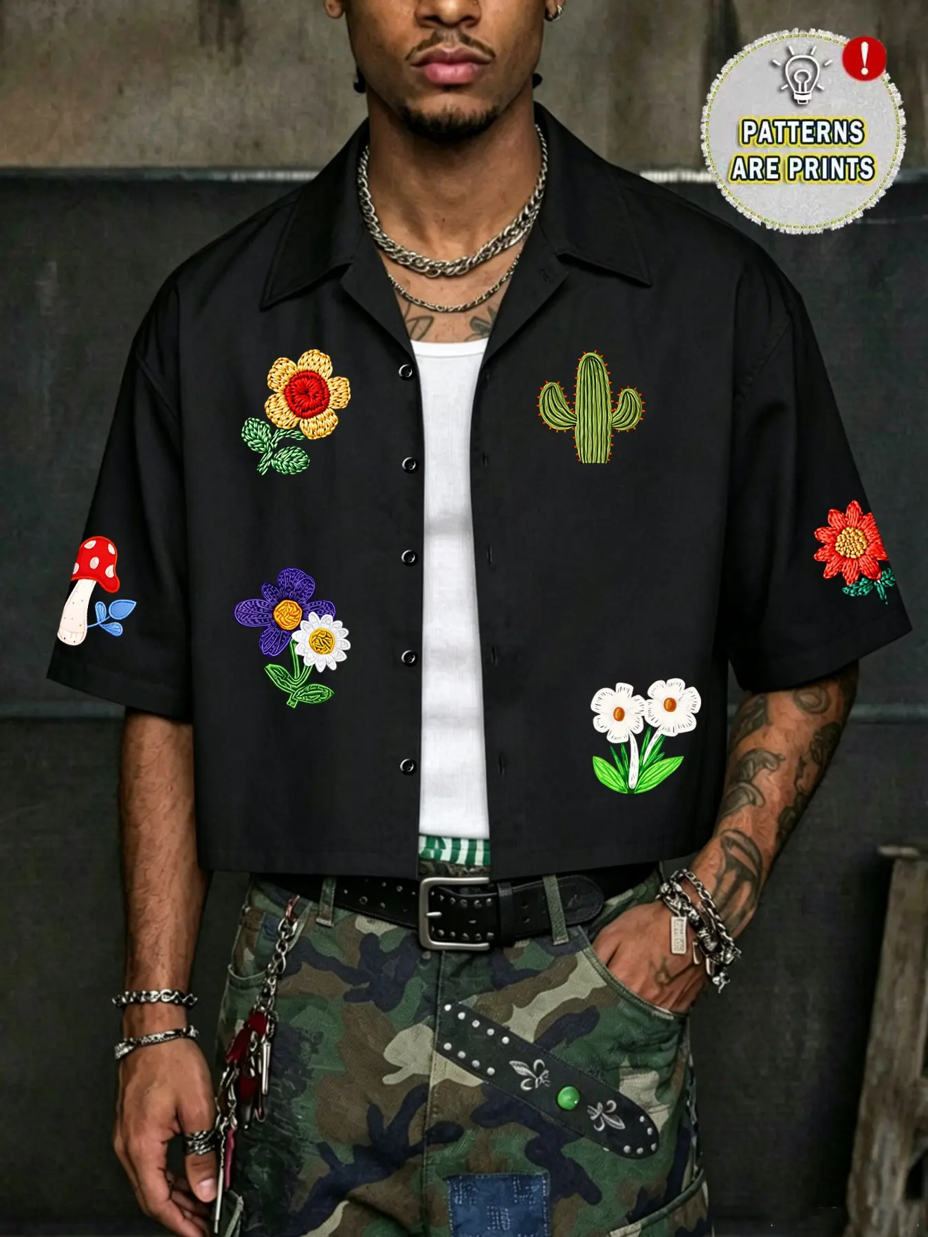 Men's Casual Short Sleeve Shirt, Casual Printed Tropical Multi-Element Plant Print, Comfortable Fabric, Regular Fit, Perfect for Leisure Outing, Versatile Fashion