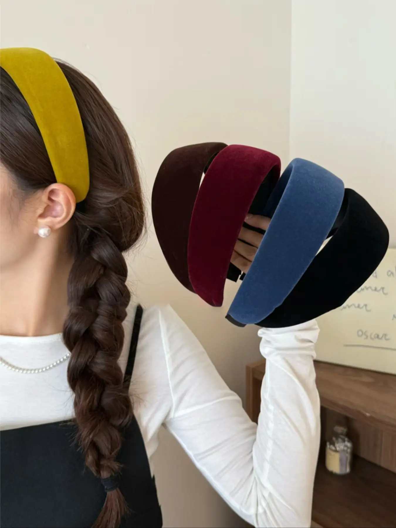 5pcs Vintage Elegant Velvet Wide Hairbands, Versatile High Crown Sponge Headband Set for Daily Outing & Casual Parties, Chic Fashion Headbands