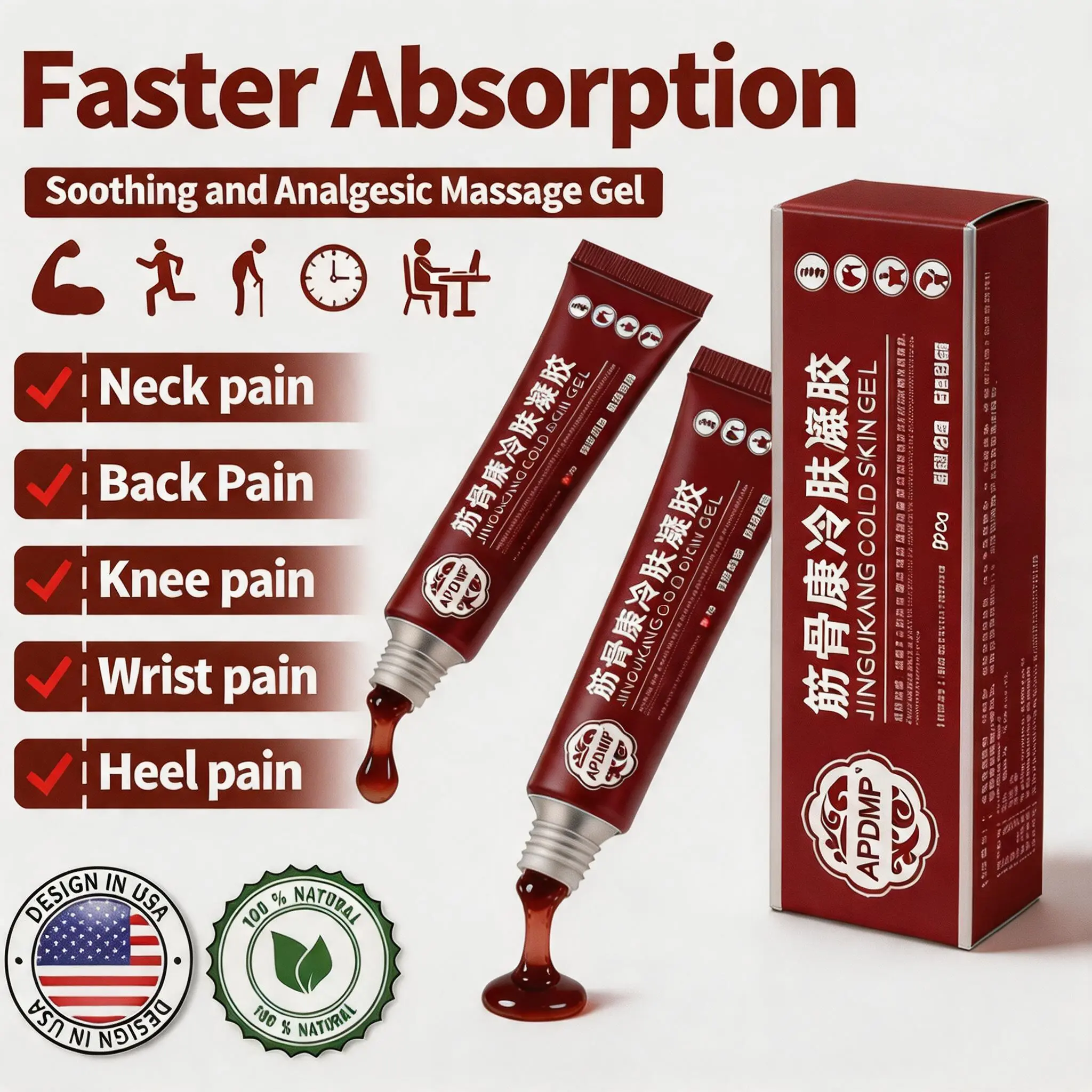 Cold Compress Gel for Muscle & Joint Pain Relief, Therapeutic Soothing Treatment for Back, Knee & Shoulder - Portable Healthcare Pain Relief Aid - 5g