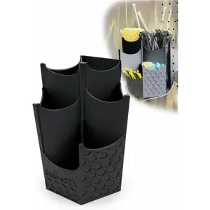 Magnetic Zip Tie Holder – Tool Organizer with Rubberized Magnets | Multiple Sizes & Colors for Garage, Shop, or Toolbox Storage (Black, Tall-Multipocket)