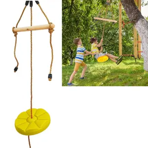 Swing for Kids & Adults, Disc Swing, Saucer Swing, Tree Swing Set Accessories, Swurfer swing Rope Swing Adjustable Swing Set with Monkey Bars 3-in-1 Heavy Duty Swingset for Zipline Outdoor Backyard, Durable Garden Play Equipment, Perfect for Backyard Fun