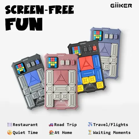 GiiKER Screen-Free Sliding Puzzle Game - Brain Teaser Puzzles for Kids & Adults, 500+ Levels, Compact Easy-to-Carry Travel-Ready Toy, Stress Relief, Logic & Focus Booster, Family-Ready Birthday & Holiday Gift, Unisex