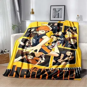 Haikyuu Anime Volleyball Blanket Ultra Soft Flannel Cozy Warm Bedroom Couch Sofa Home Picnic Travel Office Throw Decor Birthday Gift Christmas Gift for Fans Kids Teens Men Women Hinata Kageyama Style