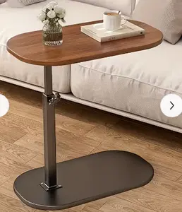 Adjustable Side Table | Sturdy Metal & Wood Construction, 360° Rotating, Adjustable Height, Coffee