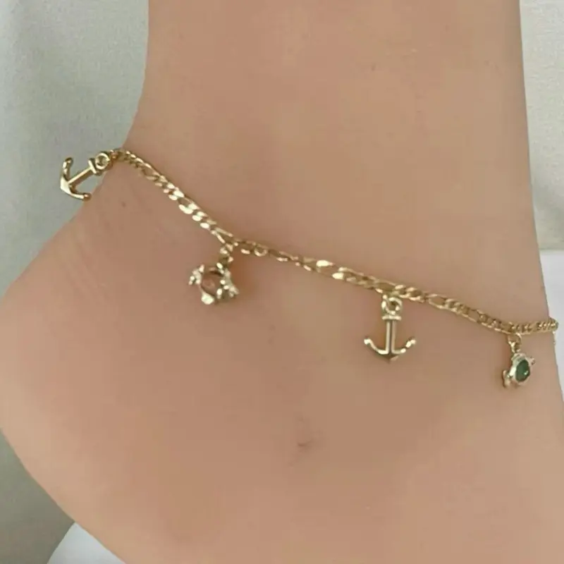 18k Gold Plated Charm Anklet 10” inches