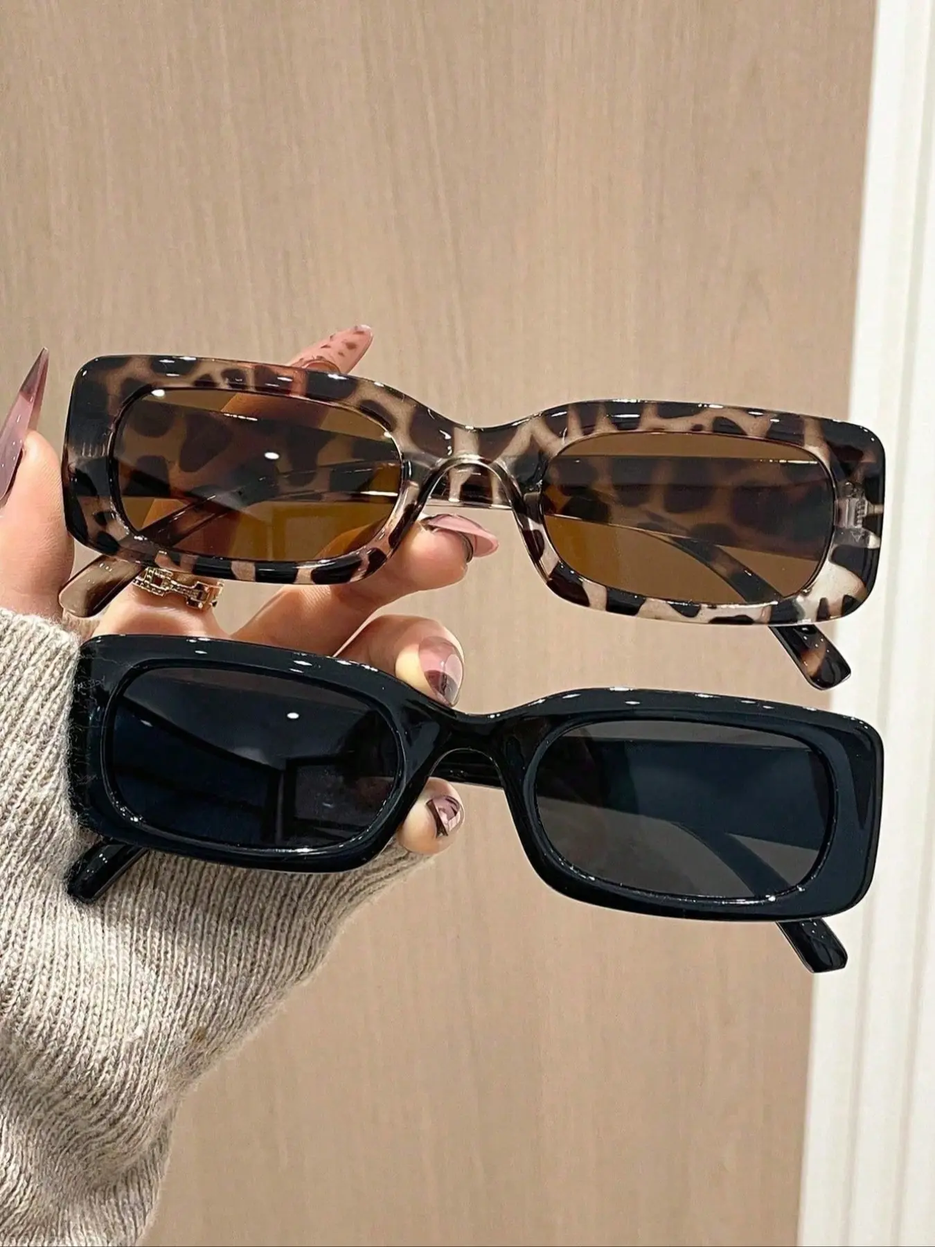 Women's Vintage Multicolor Trendy Rectangular Casual Plastic Frame Sunglasses, Trendy Frames Sunglasses, Trendy Shades, Perfect for Daily Wear, Driving, Fishing, Outdoor Leisure Activities, Stylish Glasses