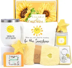 Get Well Soon Gift Baskets for Women, 9pcs Care Package for Women, After Surgery Recovery Gifts for Women, Feel Better Gifts Thinking Of You Gifts - Sending You Sunshine Box for Sick Friend Thoughtful Spa