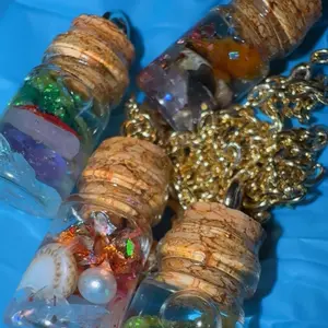 StashHausCo Mini Wish Jars & Spell Jar Charms Hand-Crafted with Real Crystal Chips Herbs and Good Energy for Manifestation and Protection