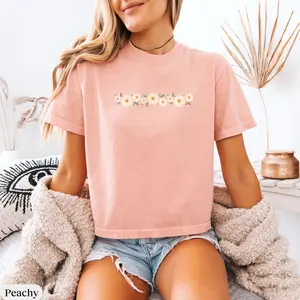 Comfort Colors Daisy Women's Boxy Tee Boho Flowers Shirt Cottagecore Flower Shirt Flower Crop Top Floral Boxy Tee Wildflowers Boxy Tee