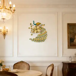 CNCEST Peacock Wall Clock Silent Quartz Movement Decorative Wall Clock with Large Numbers 30" Elegant Design Home Decor for Living Room Bedroom Decorating Gift Decoration