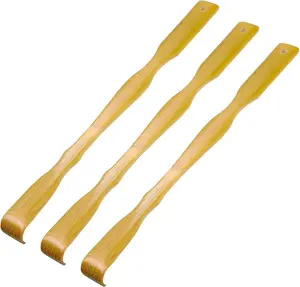 3-Pack Bamboo Back Scratchers with Ergonomic Handle​ – Natural Wood Material, Smooth Curved Design, Relieves Itching, Ideal for Personal Care & Gift Giving