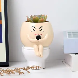 Funny Resin Face Pots for Plants, Indoor Succulent Planters, Resin Flower Pot, Gift for Home, Office, Mother, Birthday, Creative Decorative Vases
