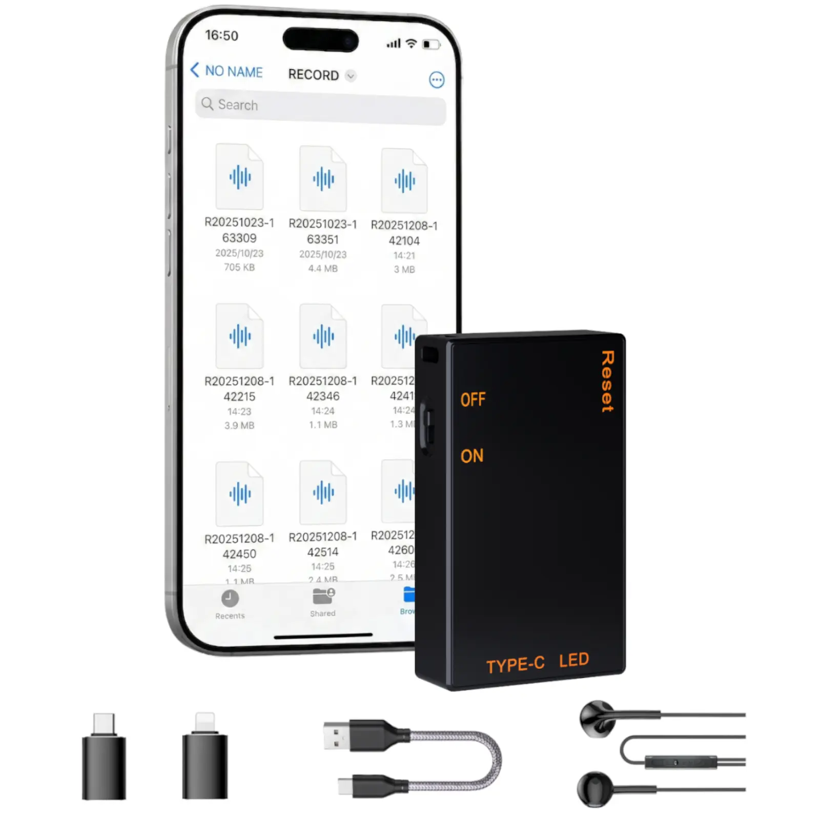Ultra Magnetic Smart Voice Recorder - Adjustable Audio Recording, AI Intelligent Noise Reduction, Long Battery Life, Compact Metal Stereo, Large Storage, USB OTG Adapter Included, Multifunction HD Recorder