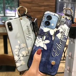 Waterproof Flower Phone Case For MOTO G Stylus 5G 2023 Kickstand Durable Soft case ring Anti-knock Wrist Strap Shockproof Wristband Back Cover Lanyard Silicone Phone Holder