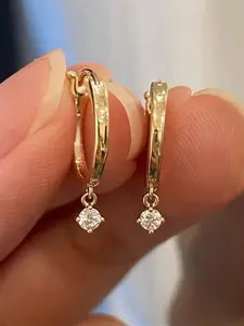 1 Pair Romantic Cubic Zirconia Drop Earrings For Women For Wedding Engagement Anniversary Party Jewelry Valentine's Day Gift