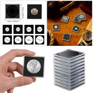 10 Coin Capsules + 8 Sizes EVA Foam , Clear Thick Plastic Coin Holders Fit American Silver Eagle, Bullion & Challenge Coins, Easy Open Crescent Design Coin Collector Case