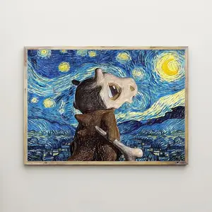 Cubone Under Starry Sky Pokémon Poster  Home Decor, Wall Art