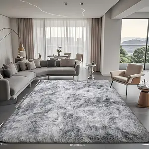 9x12 Fluffy Shag Rug – Machine Washable, Ultra-Soft & Non-Slip, Grey & White Plush Carpet for Living Room, Bedroom, or Nursery – Safe for Kids & Teens