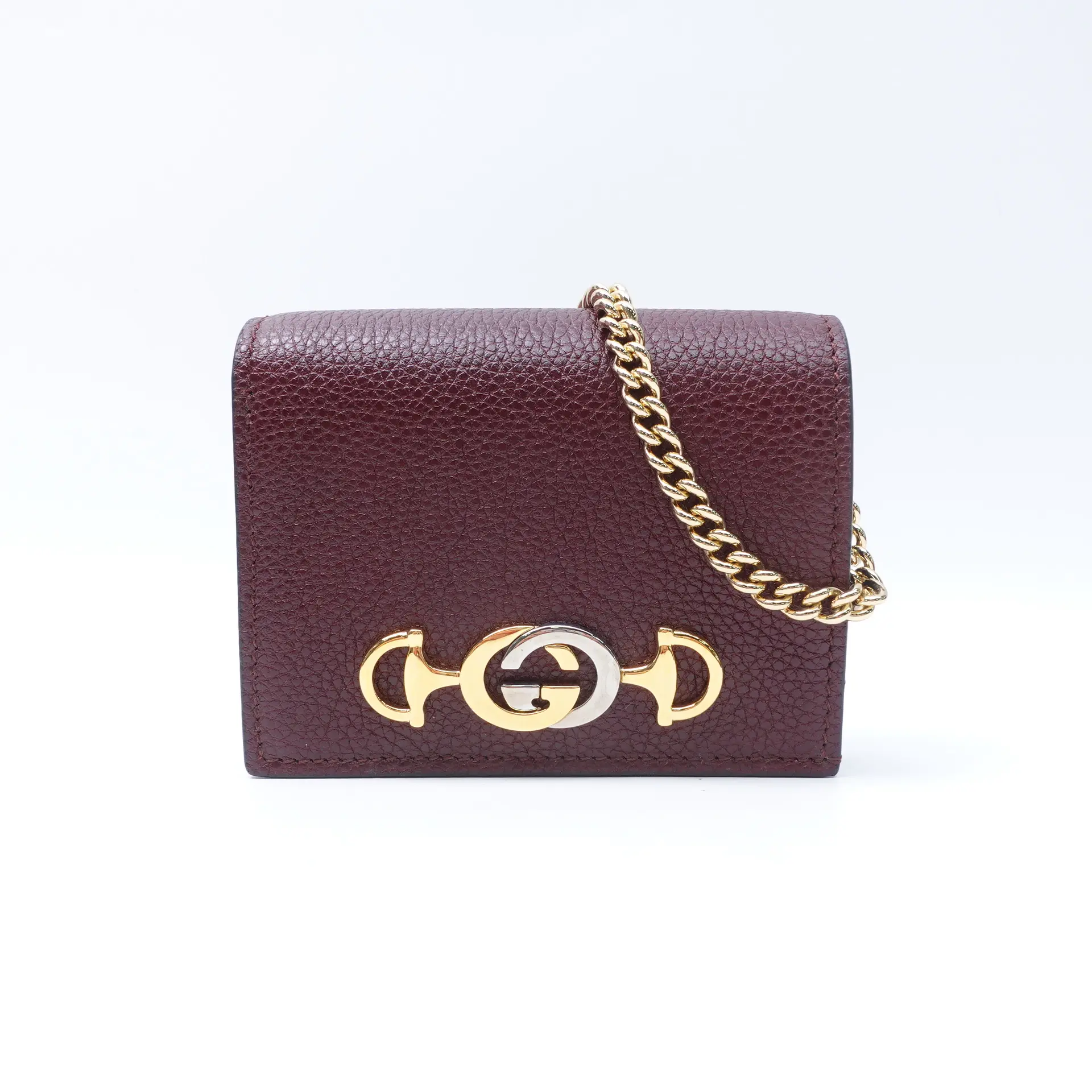 Pre-owned GUCCI Calfskin Leather Clutches & Wristlets Zumi Burgundy Wristlet T10410373