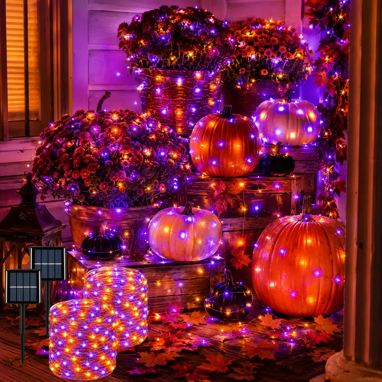 LUMOSCAPE 2-Pack 400 LED Solar Fairy String Lights Orange Purple, 72FT Waterproof Copper Wire Lights with 8 Modes, Outdoor Halloween Lights for Porch Garden Patio Party Decor summerwins