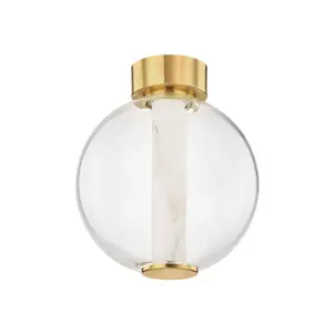 Pietra Ceiling Light 1-Light Alabaster Tube Flush Mount with Clear Glass Globe