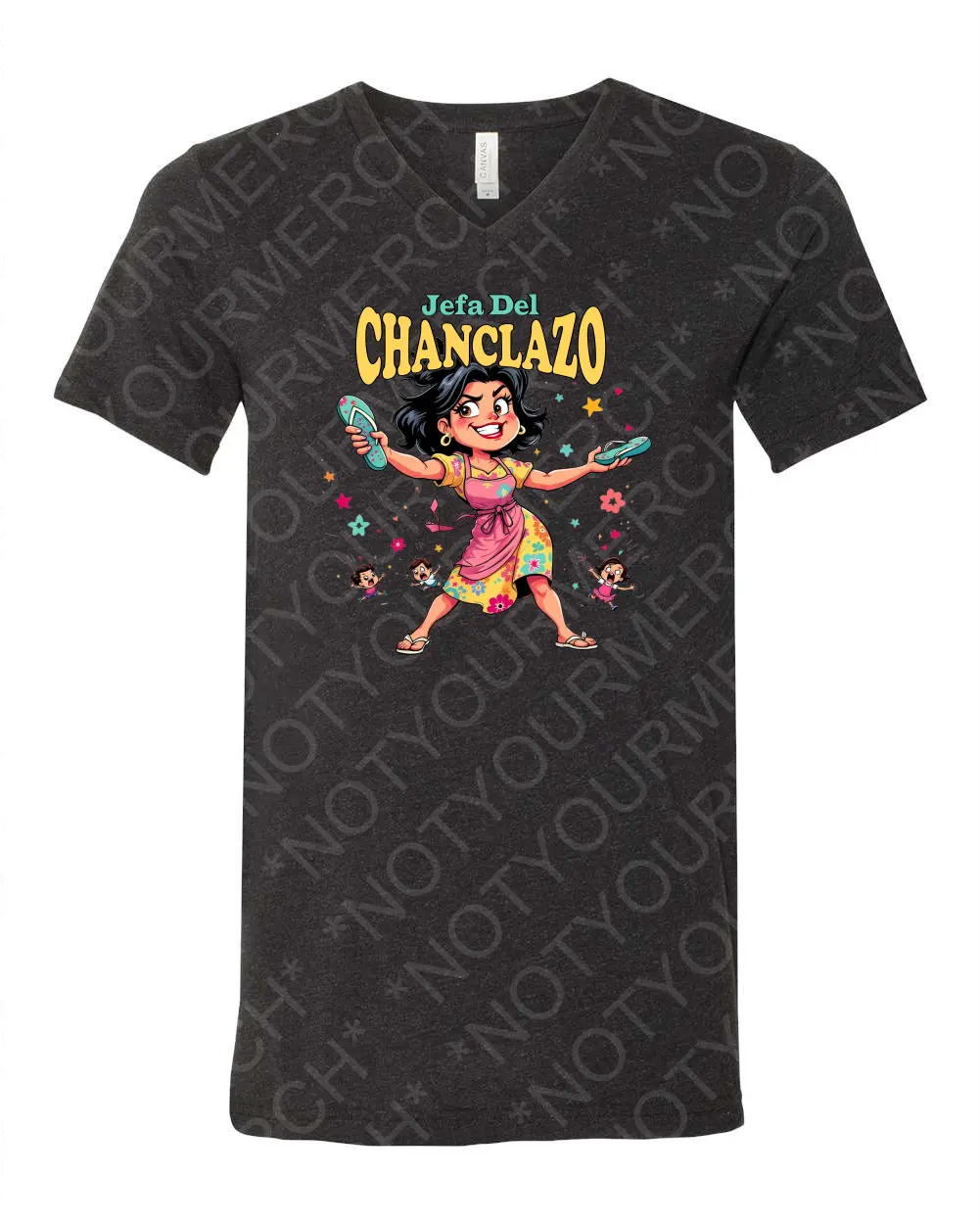 Jefa del Chanclazo V-Neck | Funny Latina Mom Shirt | Hispanic Humor Tee | Chancla Queen Shirt | Spanglish Tee for Baddies