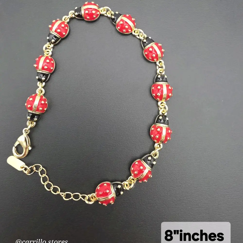 LADYBUG fashion style bracelet beautiful design  red black & gold  colors  GOLD-PLATED