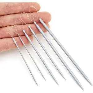 6 Pcs 3 Size Aluminum Blunt Yarn Needles Large Eye Wool Needles for Yarn Crochet Weaving Darning Tapestry Needle for Beginners Sewing Needles Stitches (5.1 in,4 in,2.8 in)