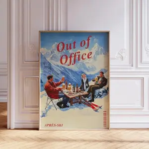 Vintage Apr�s Ski Print, Retro Ski Bar Cart Art, Mountain Winter Wall Decor