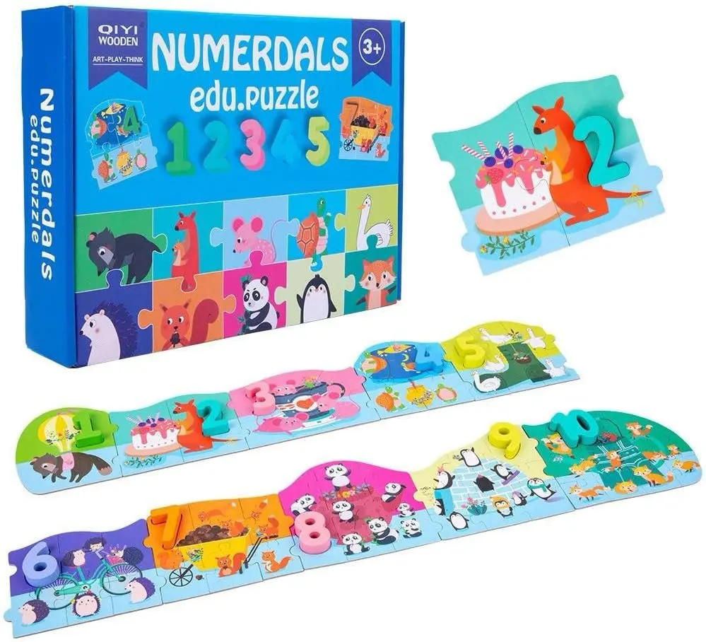 Wooden Number Puzzles for 1-5 Year Old Toddlers: Shape Learning Toys with Puzzle Board and Number Blocks, Preschool Educational for Boys and Girls
