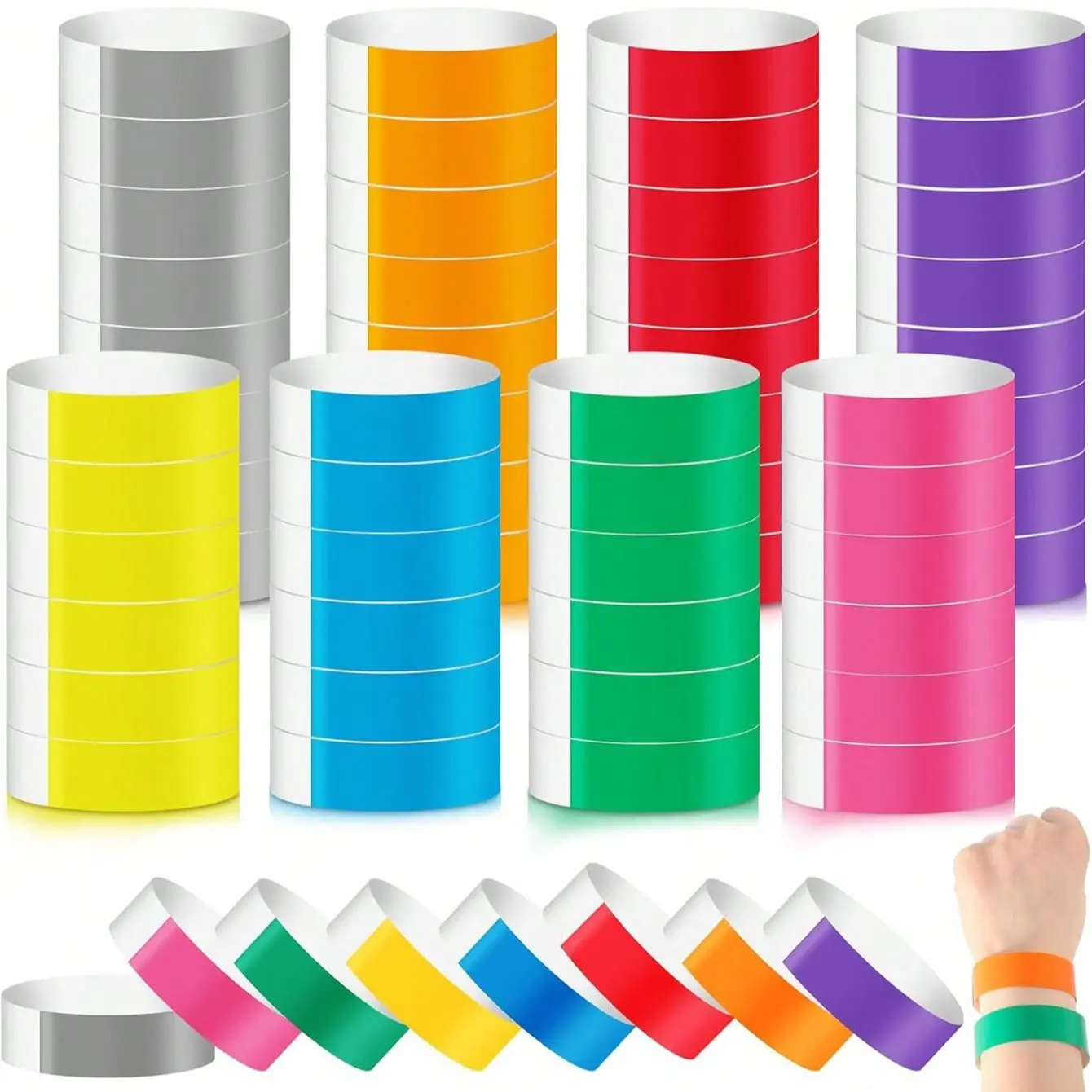 【Hot Selling】Custom Self-Adhesive Wristbands for Events, Waterproof Paper Bracelets for Birthdays, Back-To-School, Halloween, Christmas Parties