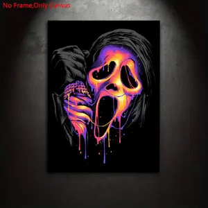 1 piece/set frameless canvas print posters, Funny Classic Abstract Art, Fantasy Minimalist Art, Modern Art Design, Halloween mask, gift for horror movie lovers, ideal gift for home and dormitory areas, mural, wall decoration