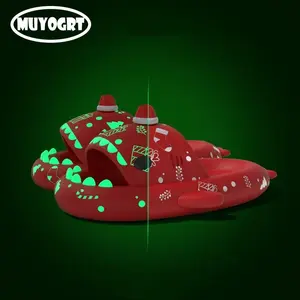 Festive Shark Slippers - Glow in Dark