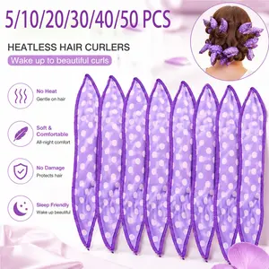Heatless Satin Hair Curlers Set, Soft Overnight No-Heat Hair Rollers for Natural Curls & Waves, Flexible Sleep-Friendly DIY Curl Styling Tools for Women