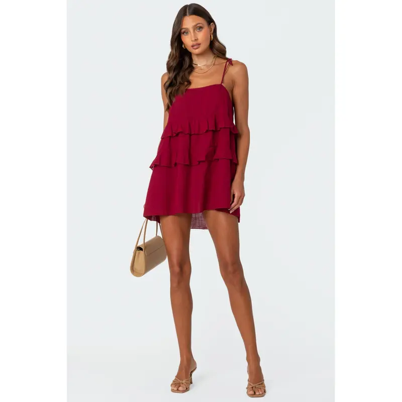 knee length dresses for ladies Good Journey Women's Square Neck Palm Printed Mini Dress, 2 main image 0