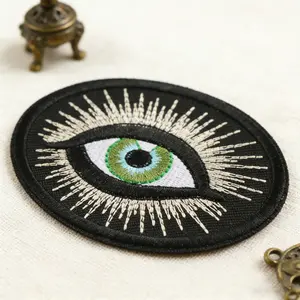 Eye Embroidery Patch, Back Adhesive Iron-On, Suitable for Clothes Jackets Hats Accessories, 1 Piece Eye Stitching Repair Patch