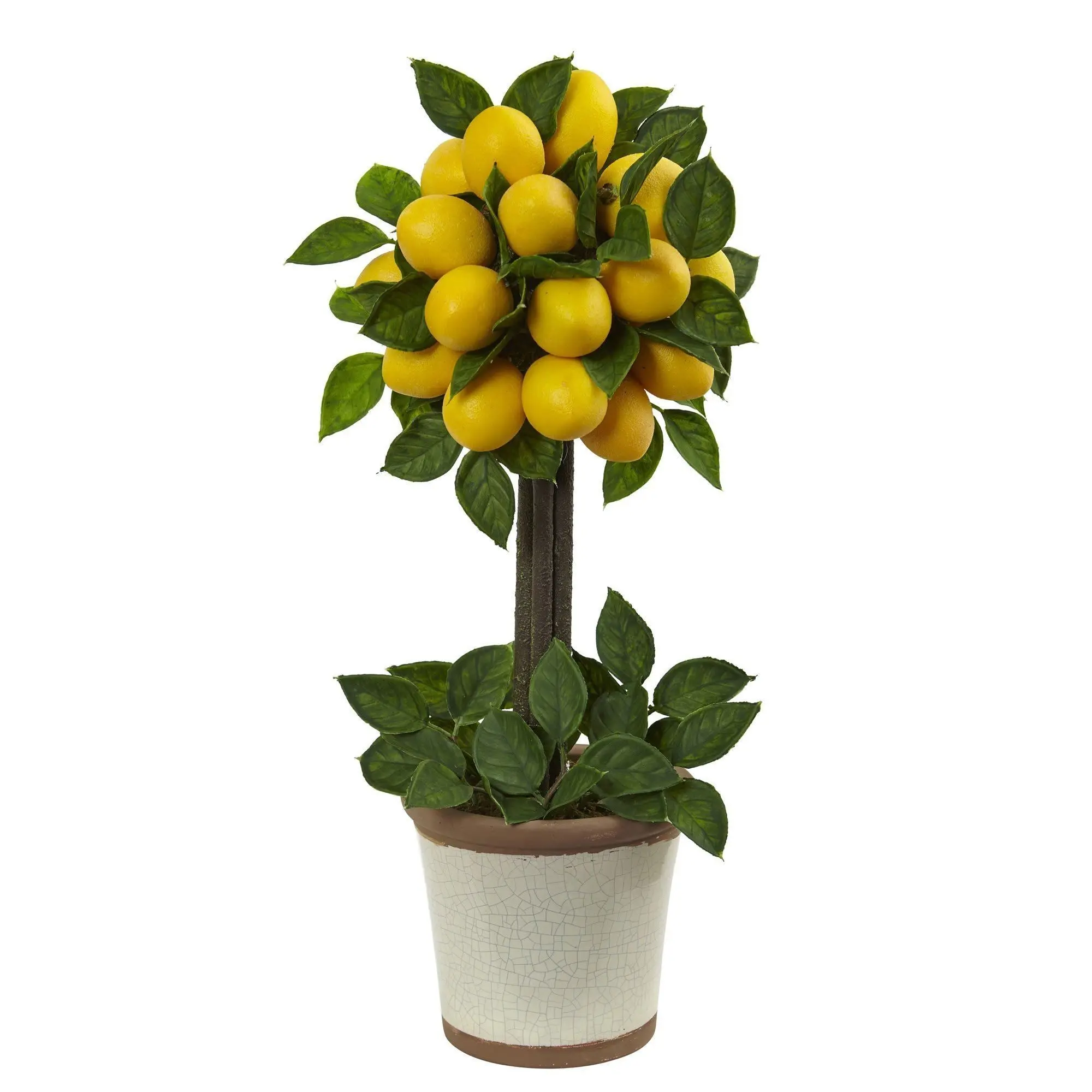 18-Inch Lemon Ball Topiary Plant Ornament, Chic Sunny Faux Greenery Artificial Fruits, Home Decor Supplies for Living Room, Ideal Gift Option, Plants, Ornaments