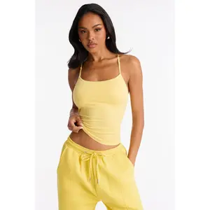 All I Need Built In Bra Cami Crop Top - Butter Yellow