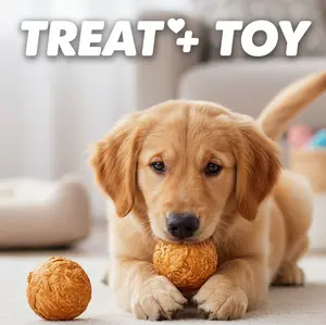 [Treat+Toy]Dog Chew Ball Treats -Duck Jerky Dental Ball for Small & Large Dogs-Durable Beef-Hide & Egg-Yolk Toy Treats,Natural Healthy Training Toys & Snacks,Dog Products,Cat Toys,Dog Toys