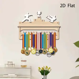 1set Tai Chi Trophy Versatile Creative Medal Display Rack Trophy Shelf, Wooden Sports Medal Holder- Wall Mounted Display Stand, Hanging Organizer, Perfect Gift For Easter Valentine's Day, Birthday, wedding, Father's Day Mother's Day